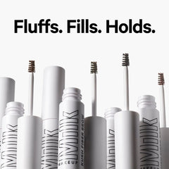 Milk Makeup Kush Brow Gel in Haze (Warm Blonde) with a clear tube and brush applicator, showcasing the brow gel product.