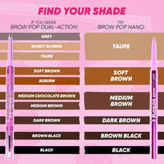 Kosas Brow Pop dual-action eyebrow pencil in various shades, new in box, for filling and shaping eyebrows.