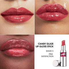 Yves Saint Laurent YSL Candy Glaze Lip Gloss Stick in various shades, showing the glossy, colorful lip gloss product.