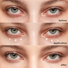 Saie Hydrabeam brightening under eye concealer in multiple shades, featuring a sleek applicator and hydrating formula.