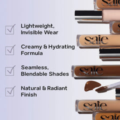 Saie Hydrabeam hydrating under eye brightener in multiple shades, featuring smooth concealing formula for a radiant look.