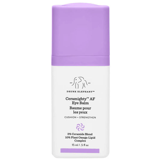 Drunk Elephant Ceramighty AF Eye Cream in 15ml jar, featuring ceramides for nourishing eye skin and reducing signs of aging.