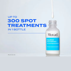 Murad Deep Relief Acne Treatment with Salicylic Acid, 30ml, in a clear bottle with a white pump dispenser.