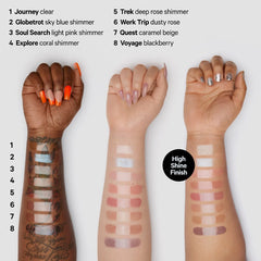 Milk Makeup Odyssey Hydrating Lip Oil Gloss in various shades, non-sticky formula with shiny, smooth finish.