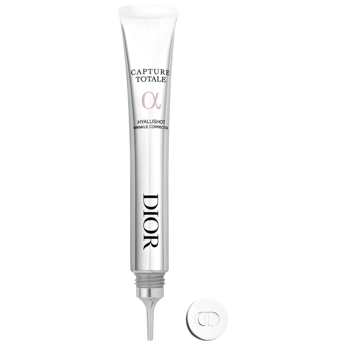 Dior Capture Totale Hyalushot wrinkle corrector with hyaluronic acid in a 15ml bottle, new in box, shown in close-up image.