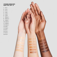 Bobbi Brown Vitamin Enriched Hydrating Skin Tint SPF 15 with Hyaluronic Acid in various shades, fresh and smooth on the skin