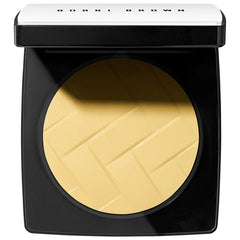 Bobbi Brown Vitamin Enriched Pressed Finishing Powder in Yellow, showing the compact with open lid and powder inside.