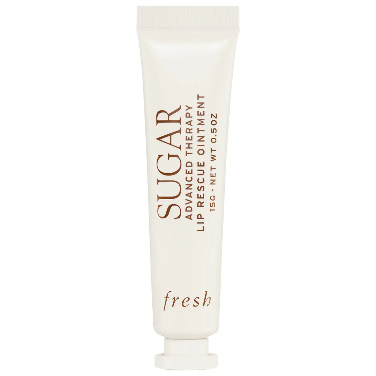 Fresh Sugar Advanced Therapy Lip Rescue Ointment jar with a clear lid, showcasing the nourishing lip treatment for dry lips.