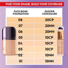 Urban Decay Face Bond Self-Setting Waterproof Foundation in 8 Fair Warm, new in box, close-up of the product packaging.