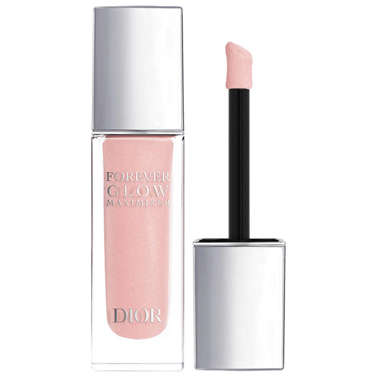 Dior Forever Glow Maximizer longwear liquid highlighter in multiple shades, featuring a sleek bottle with a doe-foot applicator.