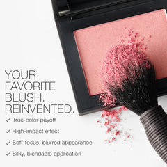 NARS Blush Orgasm Edge in matte peachy pink shade, 4.8g, showing the compact with the blush inside.