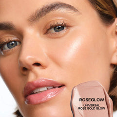 Saie Glowy Super Gel in various shades, lightweight beauty gel with a luminous finish, shown in a close-up image.