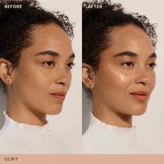 Ilia Lightshift Weightless Silky Cream Highlighter in multiple shades, displayed with a smooth, luminous finish on the skin.