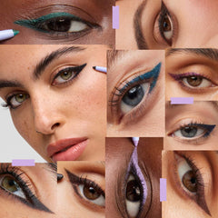 Kosas Soulgazer waterproof gel eyeliner in various shades, featuring a smooth, intense application and sleek packaging.