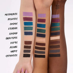 Kosas Soulgazer waterproof gel eyeliner in various shades, featuring a sleek black container and a close-up of the product.