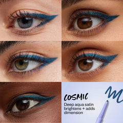 Kosas Soulgazer waterproof gel eyeliner in various shades, featuring a smooth, intensifying formula in a sleek, black container.
