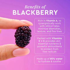 Glow Recipe Blackberry Retinol Blemish Serum bottle with dropper, showcasing the beauty product for clear skin.