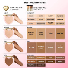 Two shades of Too Faced Born This Way Soft Matte Foundation, unopened, showcasing the product's packaging and shades.
