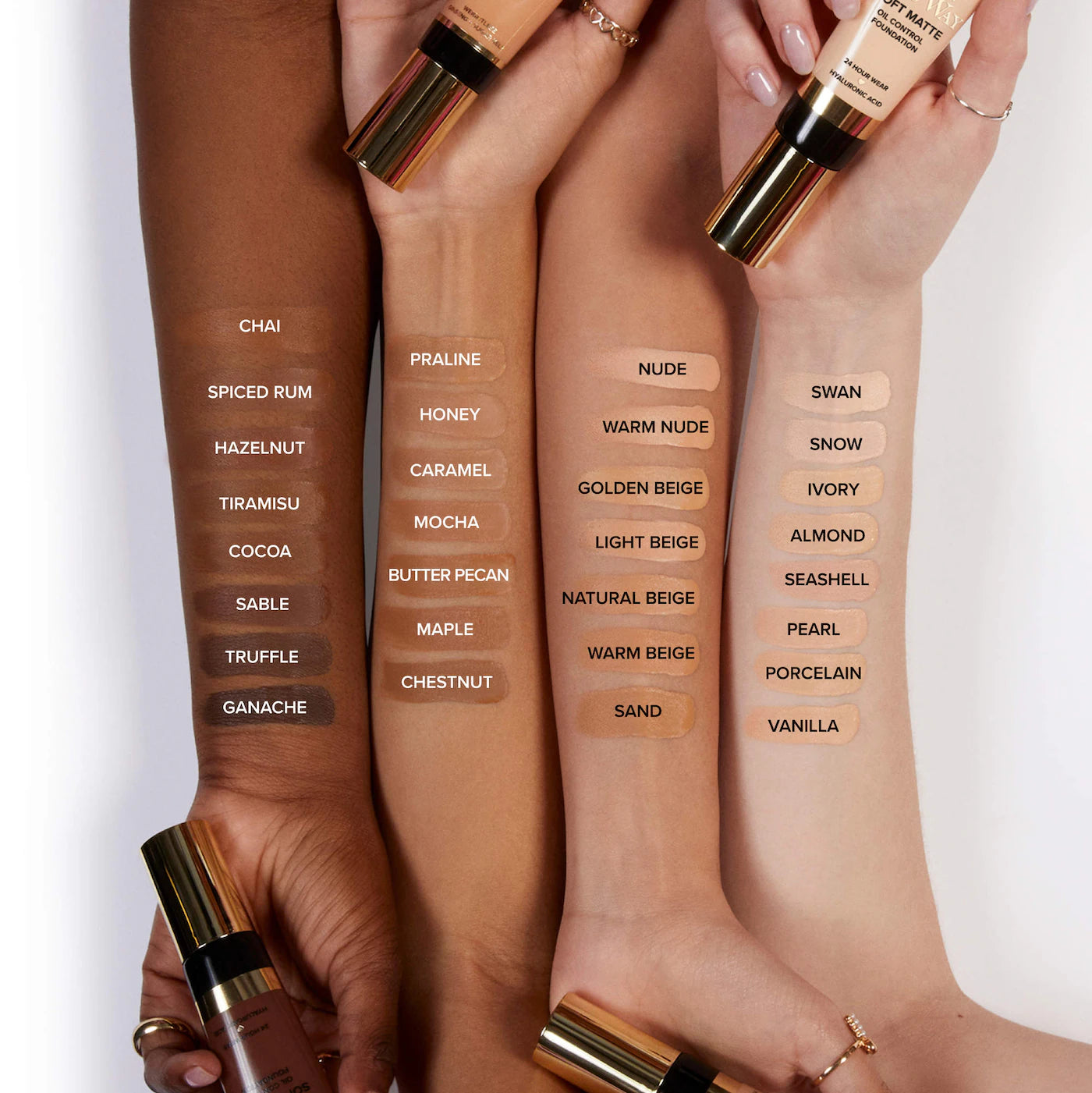 Two shades of Too Faced Born This Way Soft Matte Foundation in unopened packaging, showcasing the beauty product with product label.