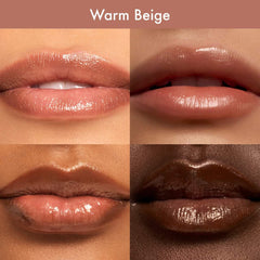 Close-up of Summer Fridays Dream Lip Oil in multiple shades showing glossy lips and the product packaging.