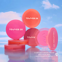 Tower 28 Beauty GetSet Blur + Set Matte Powder Blush in various shades, displayed in sleek packaging for a matte finish.