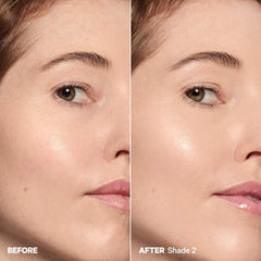 Milk Makeup Hydro Grip 12-Hour Hydrating Gel Skin Tint in various shades, showcasing smooth, fresh skin with a subtle glow.
