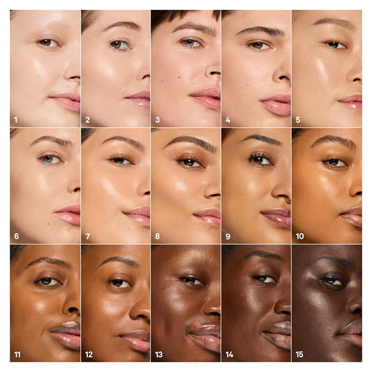 Milk Makeup Hydro Grip 12-Hour Hydrating Gel Skin Tint in various shades, showing the product's sleek packaging and vibrant colors.