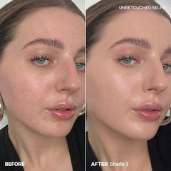 Milk Makeup Hydro Grip 12-Hour Hydrating Gel Skin Tint in various shades, showcasing a close-up of the tinted gel texture on skin.