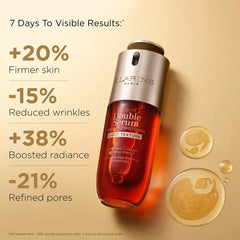 Clarins Double Serum Light Texture 50ml bottle with pump, showcasing the skincare product in a sleek, clear container.