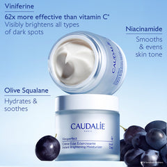 Caudalie Vinoperfect Brightening Refillable Moisturizer 50ml unopened jar, smooth cream texture in a beauty product container