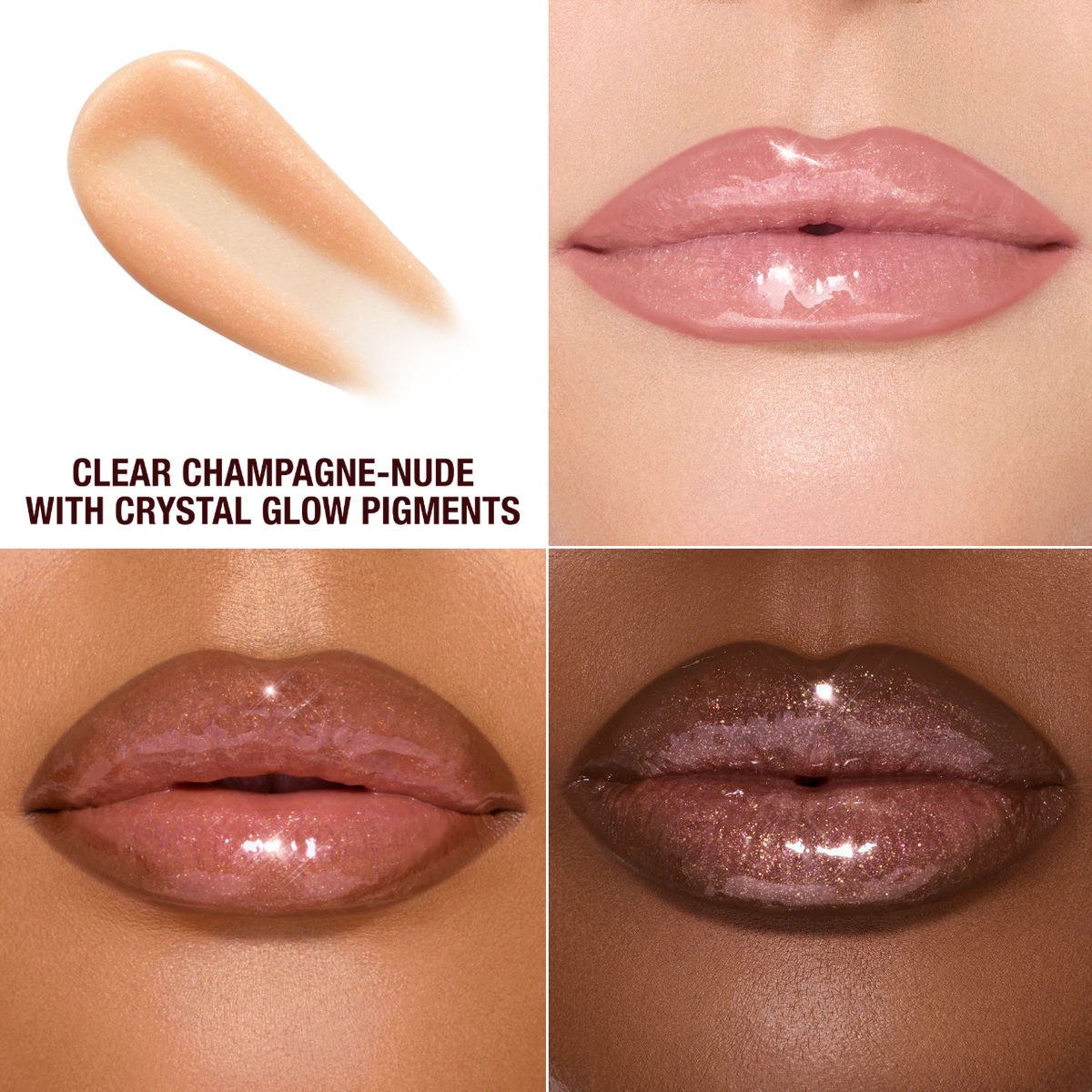 Charlotte Tilbury Big Lip Plumpgasm plumping lip gloss in a sleek tube, with a glossy finish and subtle shimmer visible.