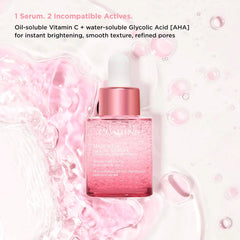 Clarins Multi-Active Brightening Glow Serum with Vitamin C and AHA in a 30ml bottle, shown in a close-up image.