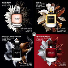 Givenchy L'Interdit Parfum Eau de Parfum 80ml bottle with sleek black and gold design, showcased in a close-up image.