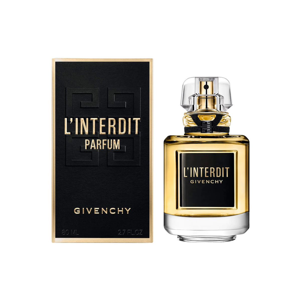 Givenchy L'Interdit Parfum Eau de Parfum bottle, 80ml, with elegant packaging and floral fragrance details.