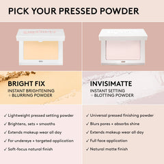 Fenty Beauty Bright Fix Instant Brightening and Setting Powder in various shades, new in box, with compact packaging and product details.