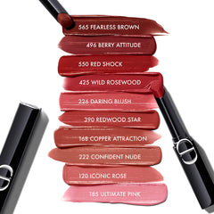 Dior Rouge Dior On Stage lipstick in various shades, featuring sleek packaging and vibrant color options.