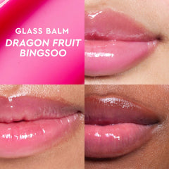 Glow Recipe Glass Balm Lip Treatment in various shades, providing shine and hydration for soft, glossy lips.