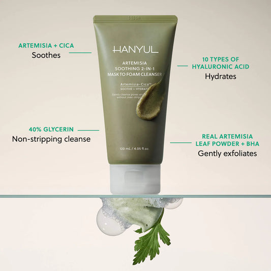 Hanyul Artemisia Soothing 2-in-1 Mask to Foam Cleanser NWOB