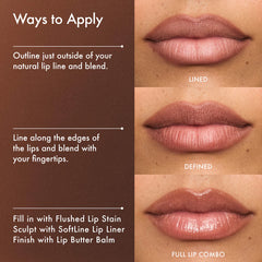 Summer Fridays SoftLine Lip Liner in various shades, creamy sculpting lip pencil for precise lip color application.