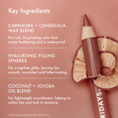 Summer Fridays SoftLine Lip Liner in various shades, creamy and sculpting, with a close-up of the lip pencil on a white background.
