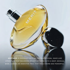 Merit New Wave L'Extrait De Parfum 30ml bottle with sleek design, displayed against a white background, showcasing the luxury fragrance.