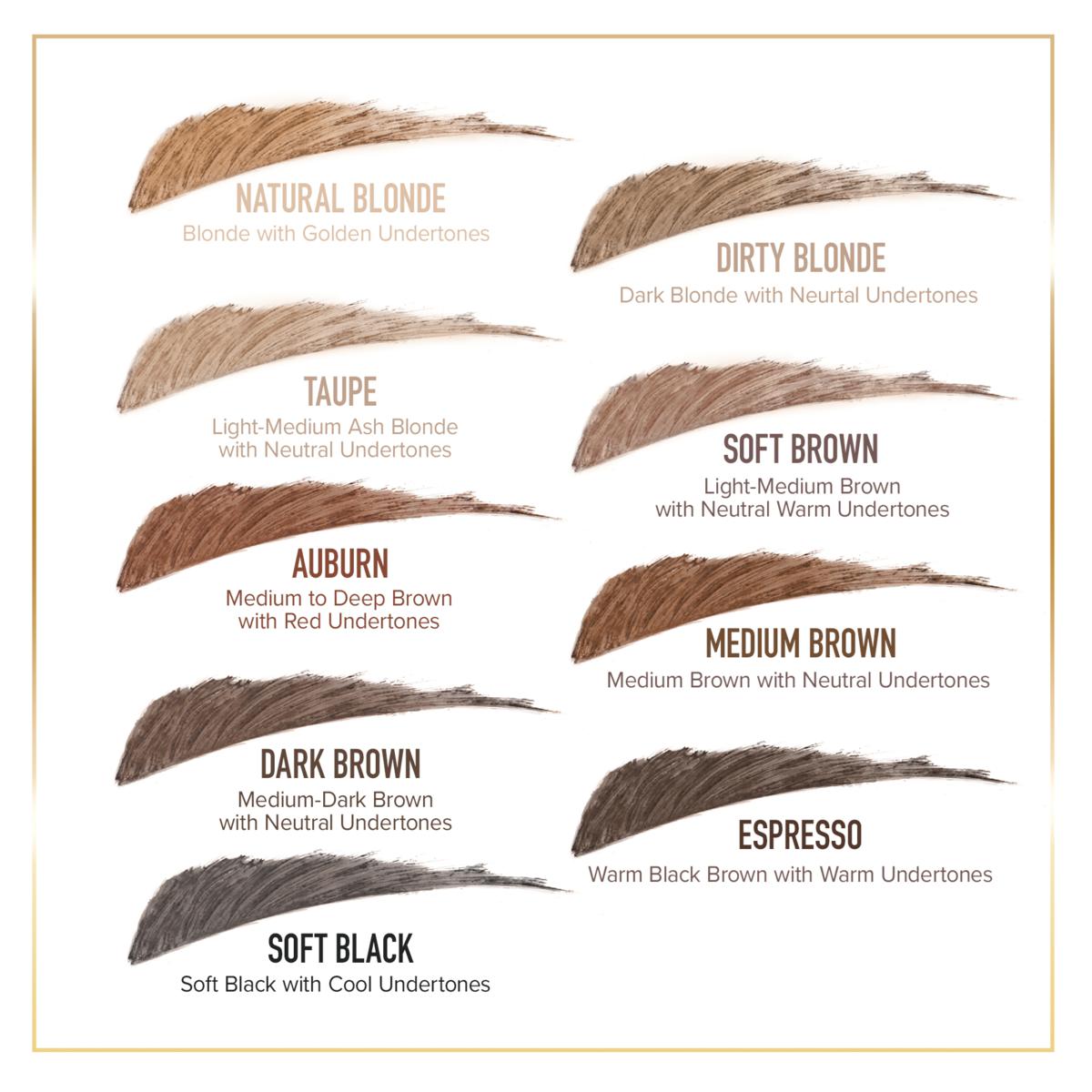 Too Faced Brow Wig brush-on brow gel in various shades, natural finish, in unopened packaging.