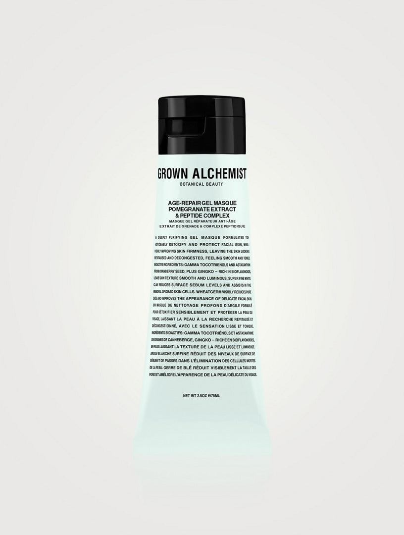 Grown Alchemist Age-Repair Gel Masque 75ml unopened jar, smooth gel texture for youthful skin, in a sleek skincare container.