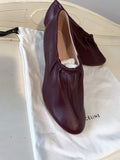 Shoes Celine Cone Heel Oxblood Scrunch Ballerina Pump Size 35 New