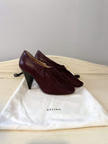 Shoes Celine Cone Heel Oxblood Scrunch Ballerina Pump Size 35 New